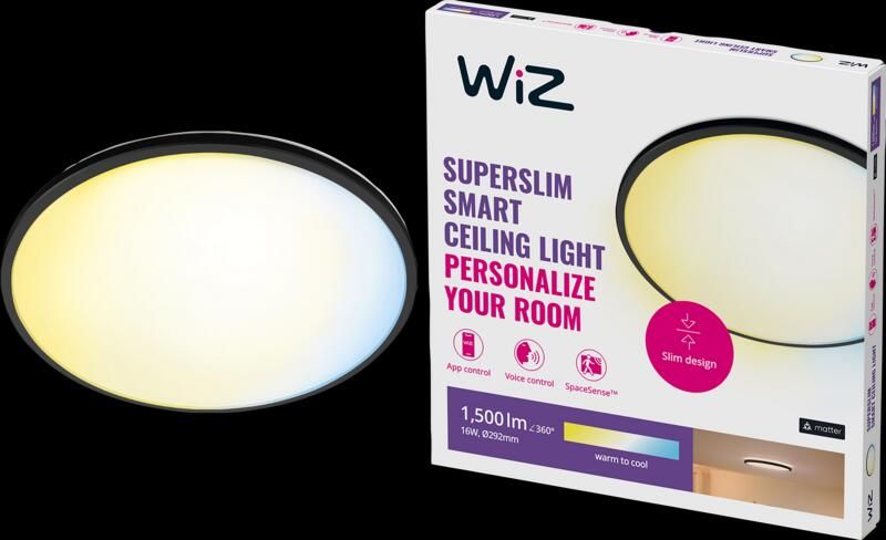 WiZ Connected WiZ Plafondlamp SuperSlim alle tinten wit licht zwart