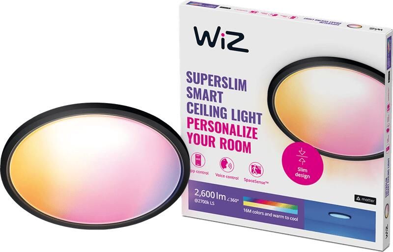 WiZ Connected WiZ Plafondlamp SuperSlim Zwart Gekleurd en Wit licht