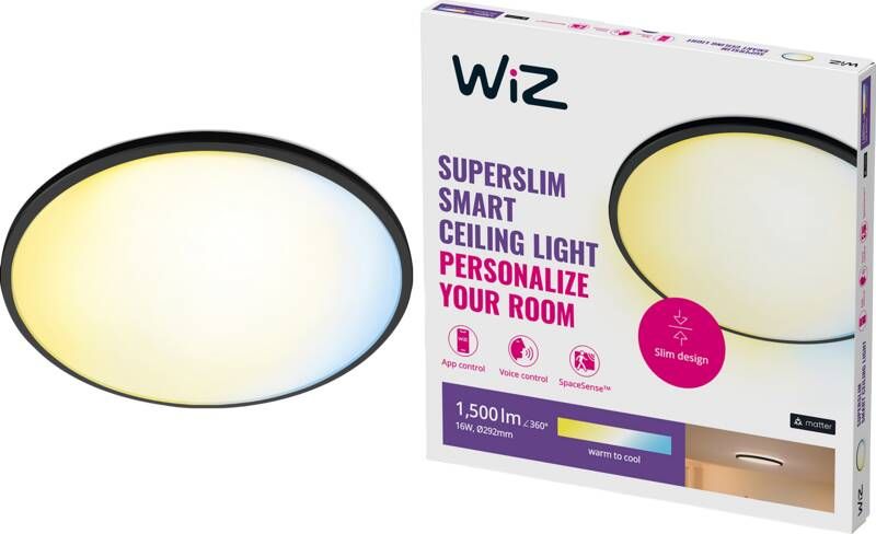 WiZ Connected WiZ Plafondlamp SuperSlim alle tinten wit licht zwart