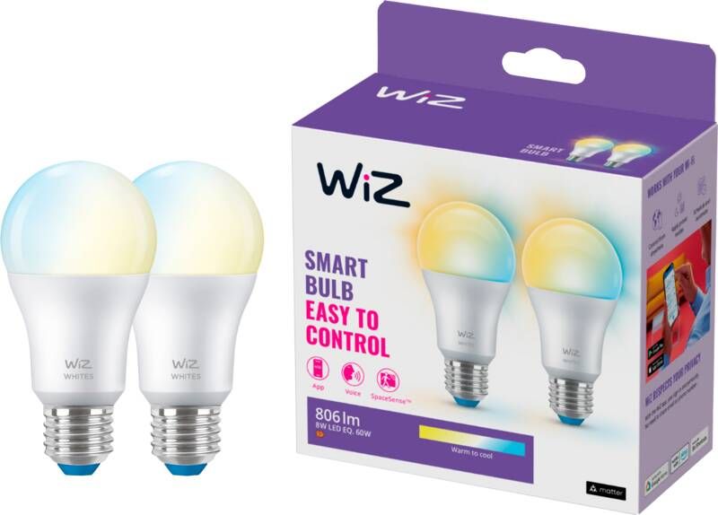 WiZ Connected WiZ Smart Lamp 2-pack Warm tot Koelwit Licht E27 Mat