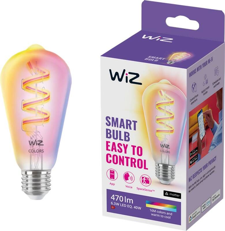 WiZ Edison Filament lamp- Gekleurd en wit licht E27