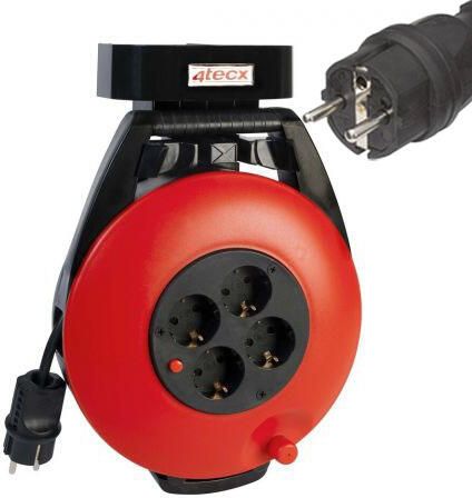 4tecx Kabelhaspel economy NL KBR15T 15m thermisch beveiligd + wandhouder