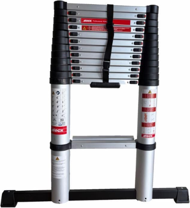 4tecx Telescoopladder 3 8m 13 tredes + stabiliteitsbalk