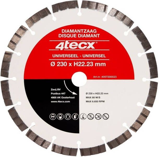 4tecx Diamantzaagblad universeel turbo geluidsarme kern 115 x 22mm - Foto 1