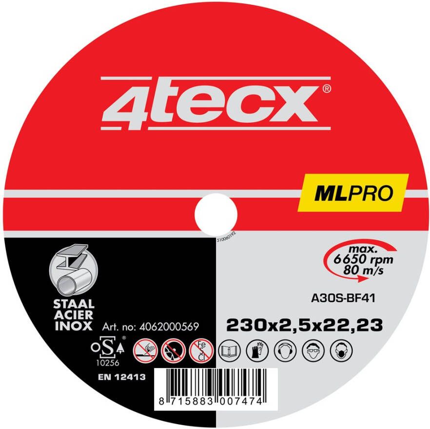 4tecx Doorslijpschijf Mega-Line A30S BF41 180 x 2 5 x 22 23mm