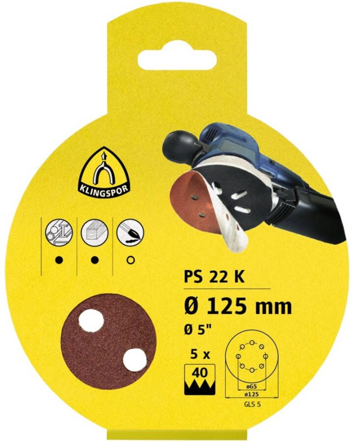 Algemeen Klingspor schuurschijf met klittenband 125mm K180 (5st)