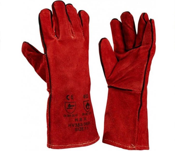 Algemeen Lashandschoen HV353 36RK rood 5 vingers 36cm kap