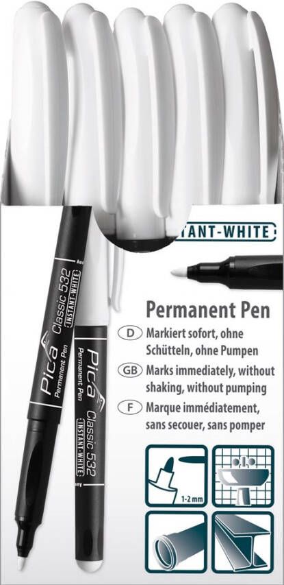 Algemeen Pica 532 52 permanent pen 1-2mm rond wit