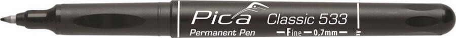 Pica 533 46 Permanent Pen | 0 7mm | Rond | Zwart | 10 stuks PI53346