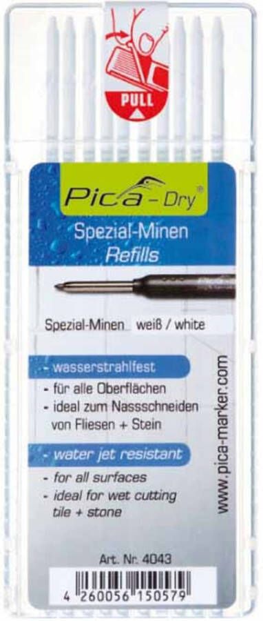 Pica Vullingenset | 10x wit | waterbestendig | Dry 4043 | 10 stiften set | 1 stuk 4043