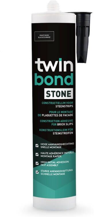 Algemeen Twinbond Stone constructielijm voor steenstrip zwart (290ml)