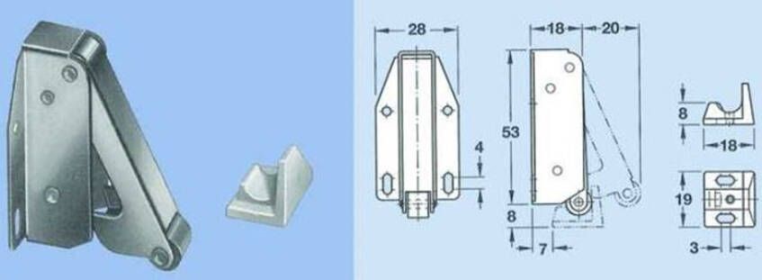 Algemeen Veersnapslot Mini Latch pvc vernikkeld