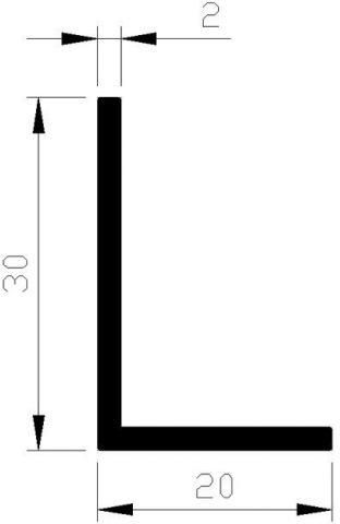 Aluart Hoek 30x20x2mm 6000mm