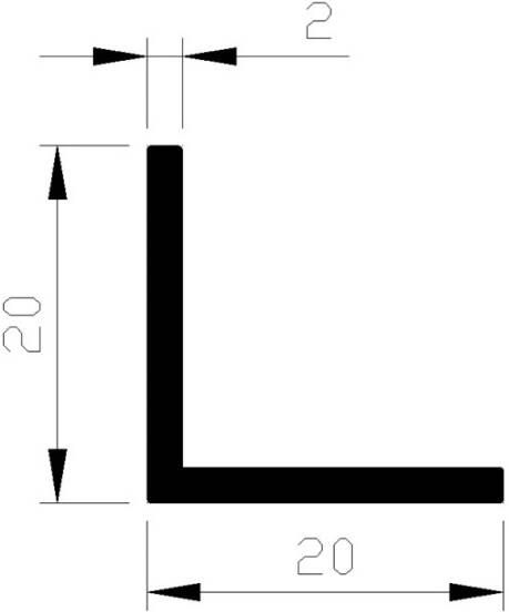Aluart Hoekprofiel alu brute 20x20x2mm (3mtr)