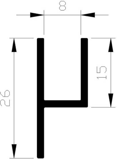 Aluart Stoeltjesprofiel alu brute 26x15x8mm (2mtr)
