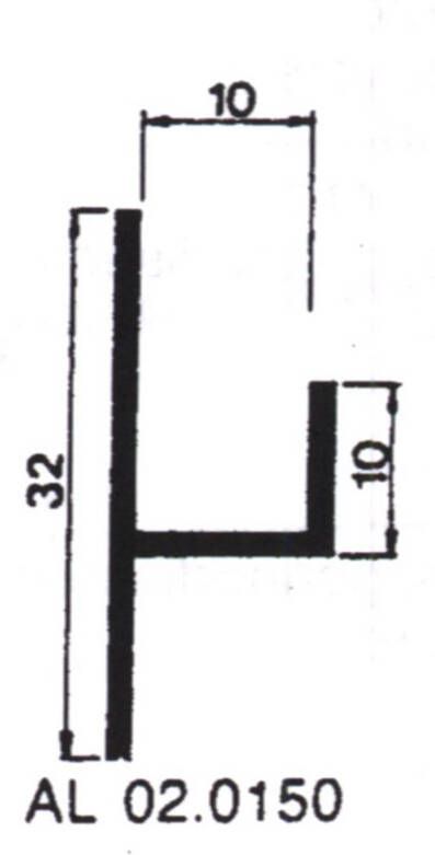 Aluart Stoeltjesprofiel alu brute 32x10x10mm (5mtr)