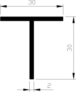 Aluart T-profiel alu brute 30x30x2mm