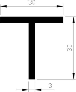 Aluart T-profiel alu brute 30x30x3mm (3mtr)
