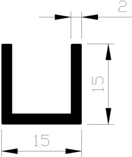 Aluart U-profiel alu brute 15x15x15x2mm (3mtr)
