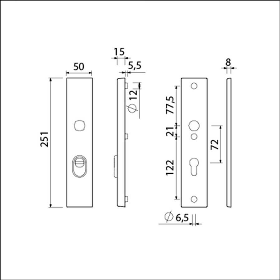 Ami vh-langschild 251 50 15 KT ZS zwart pc72 dd 63 67mm SKG3