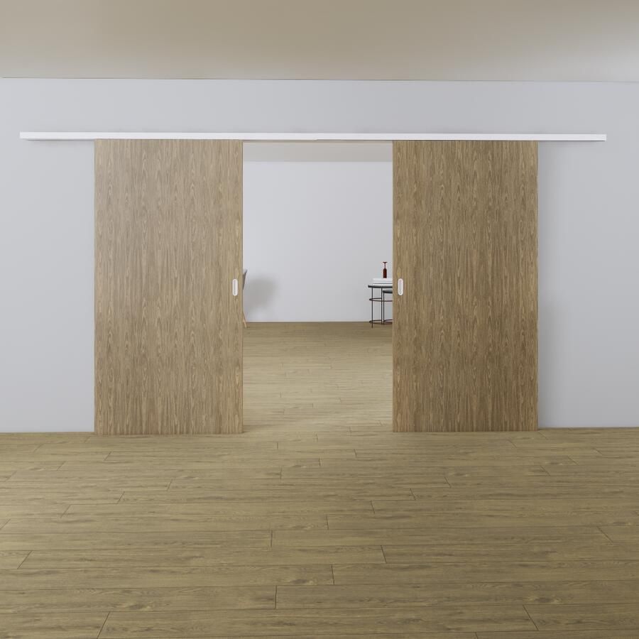 Argenta Xperta set 6m rail Wit wand z. vloerpl. Dubbele deur Deurdikte 50-55mm Dubbele softclose opbouw