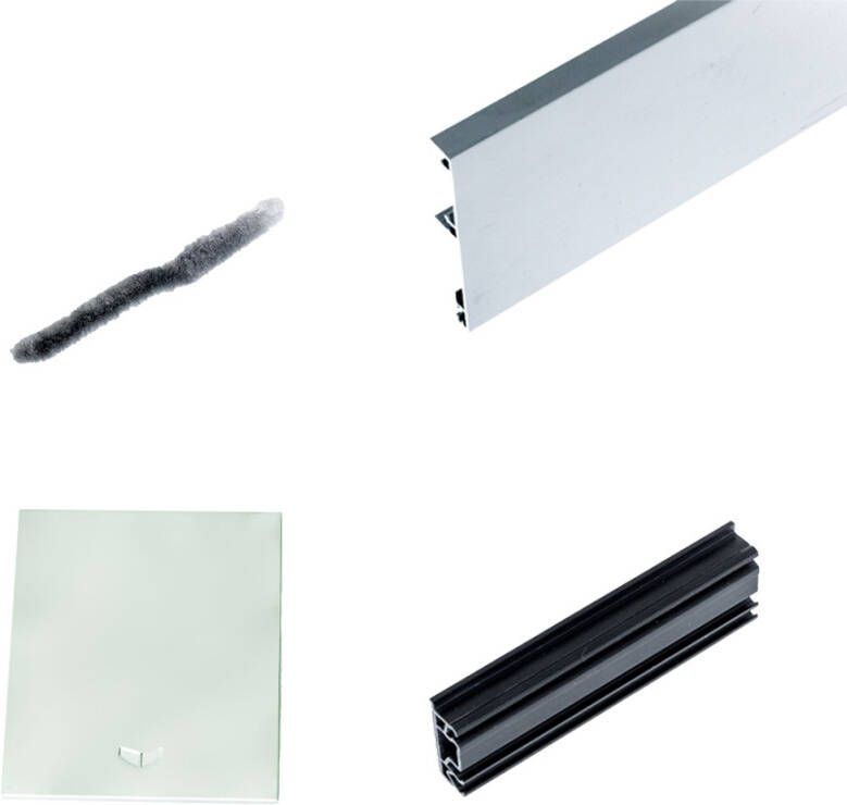 Argenta Xperta Afdekprofiel 2m Wandmontage Smalle Clips Tochtstrip Eindkappen t.b.v. rails en afdekprofiel Aluminium