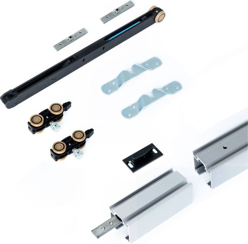 Argenta Xperta set 4m rail Zwart wand z. vloerpl. Dubbele deur Deurdikte 50-55mm Dubbele softclose opbouw - Foto 10