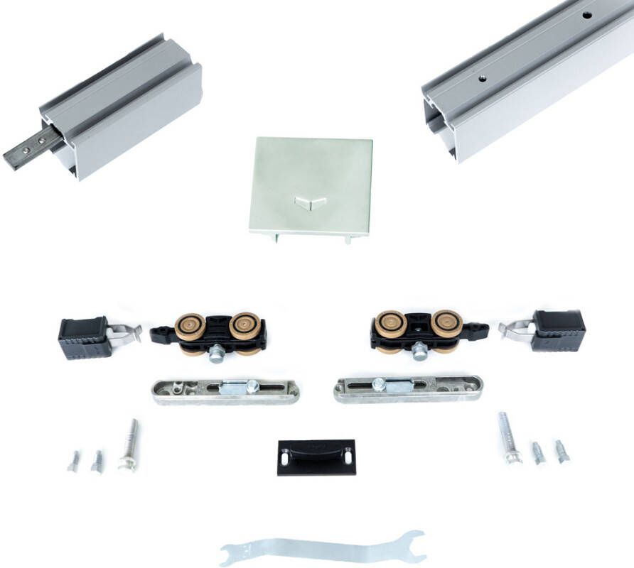 Argenta Xperta set 6m rail Zwart Plafond opbouw Dubbele deur Deurdikte 50-55mm Dubbele softclose inbouw manual fix Set Eindkappen - Foto 13