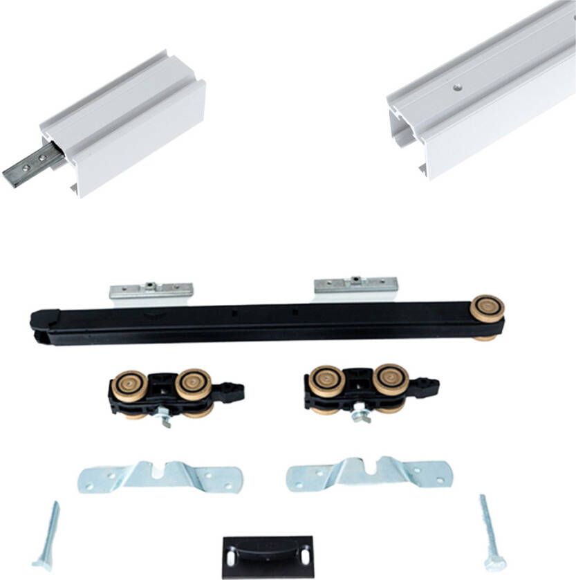 Argenta Xperta set 4m rail Wit Plafond opbouw Dubbele deur Deurdikte 50-55mm Dubbele softclose opbouw