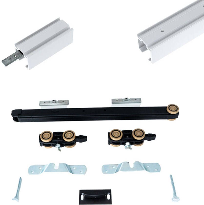 Argenta Xperta set 6m rail Zwart Plafond opbouw Dubbele deur Deurdikte 50-55mm Dubbele softclose inbouw manual fix Set Eindkappen - Foto 16