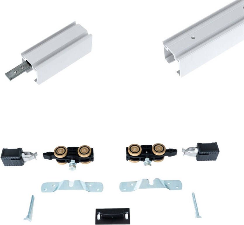Argenta Xperta set 6m rail Zwart Plafond opbouw Dubbele deur Deurdikte 50-55mm Dubbele softclose inbouw manual fix Set Eindkappen - Foto 18