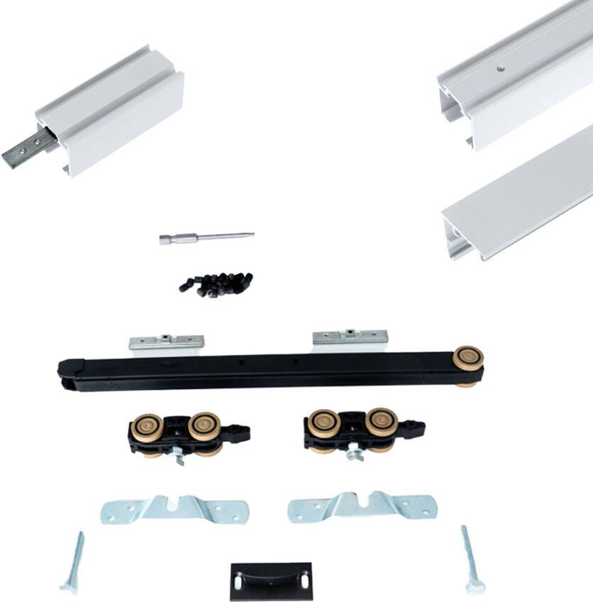 Argenta Xperta set 6m rail Wit wand z. vloerpl. Dubbele deur Deurdikte 50-55mm Dubbele softclose opbouw - Foto 5