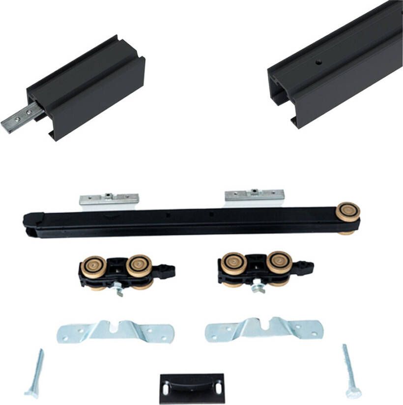 Argenta Xperta set 6m rail Zwart Plafond opbouw Dubbele deur Deurdikte 50-55mm Dubbele softclose opbouw - Foto 2