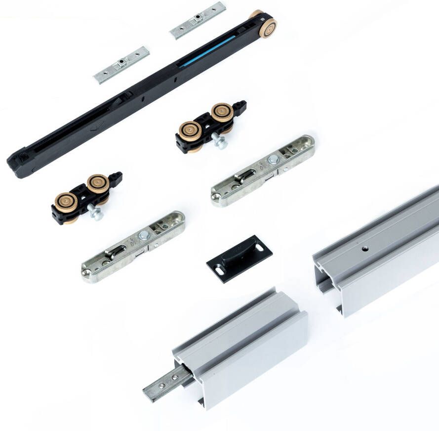 Argenta Xperta set 6m rail Zwart Plafond opbouw Dubbele deur Deurdikte 50-55mm Dubbele softclose inbouw manual fix Set Eindkappen - Foto 6