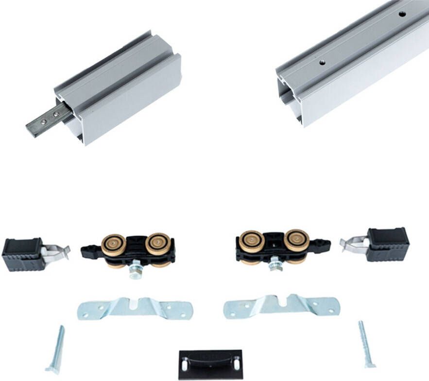 Argenta Xperta set 4m rail Zwart wand z. vloerpl. Dubbele deur Deurdikte 50-55mm Dubbele softclose opbouw - Foto 9