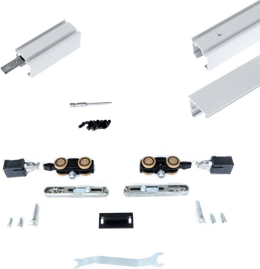 Argenta Xperta set 4m rail Wit wand z. vloerpl. Dubbele deur Deurdikte 50-55mm inbouw manual fix