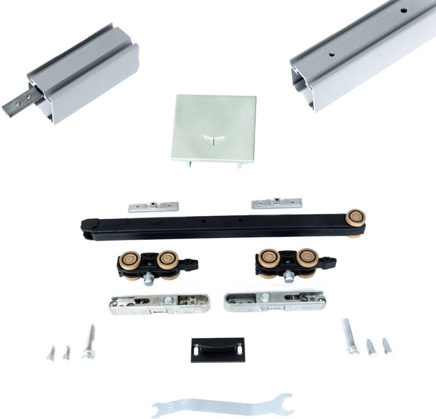 Argenta Xperta set 6m rail Zwart Plafond opbouw Dubbele deur Deurdikte 50-55mm Dubbele softclose inbouw manual fix Set Eindkappen - Foto 7