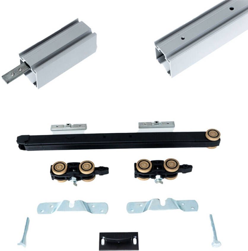 Argenta Xperta set 4m rail Zwart wand z. vloerpl. Dubbele deur Deurdikte 50-55mm Dubbele softclose opbouw - Foto 7