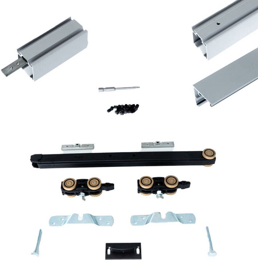 Argenta Xperta set 6m rail alu wand z. vloerpl. Dubbele deur Deurdikte 50-55mm Dubbele softclose opbouw - Foto 2