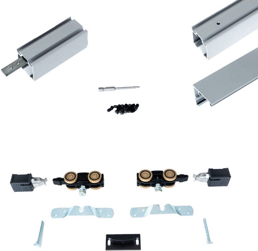 Argenta Xperta set 6m rail alu wand z. vloerpl. Dubbele deur Deurdikte 50-55mm opbouw - Foto 2