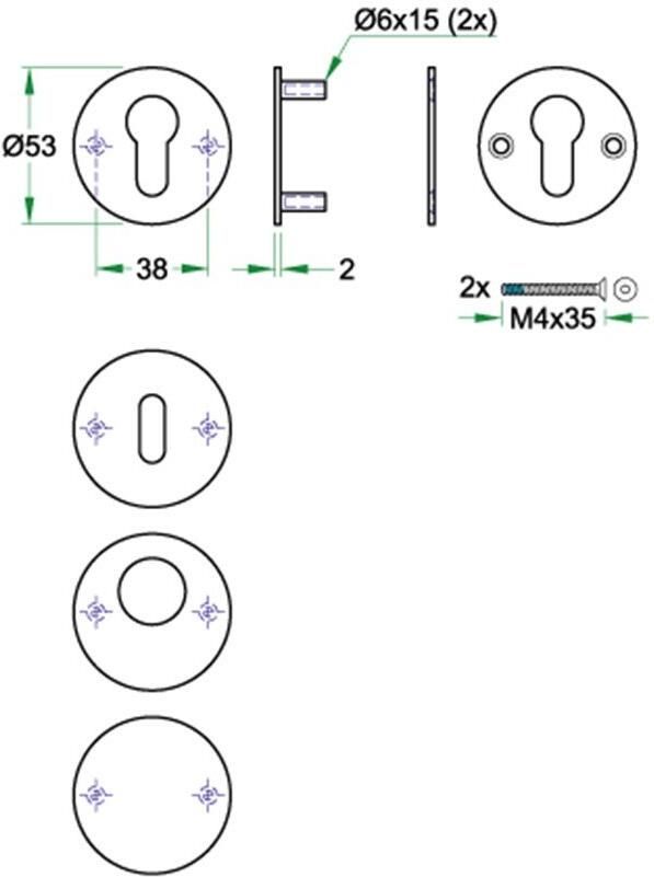 Artitec Wallebroek Blindrozet (afdek) paar SF rvs mat - Foto 3