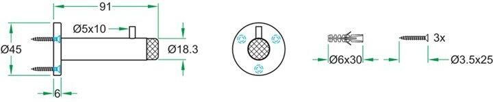 Artitec Wallebroek Deurbuffer wandmontage ø45x91mm rvs mat