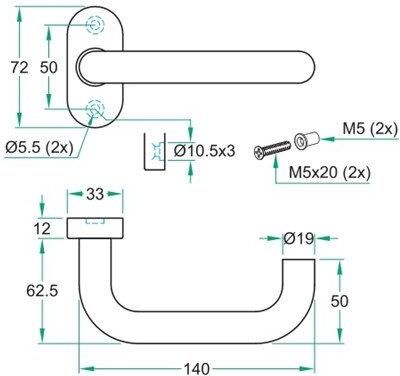 Artitec Wallebroek Gatdeel CHASE rvs mat 9mm geveerd ovaal rozet