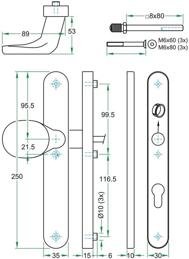 Artitec Wallebroek Knop kruk paar PRIO SKG*** rvs mat blind PC72 LS
