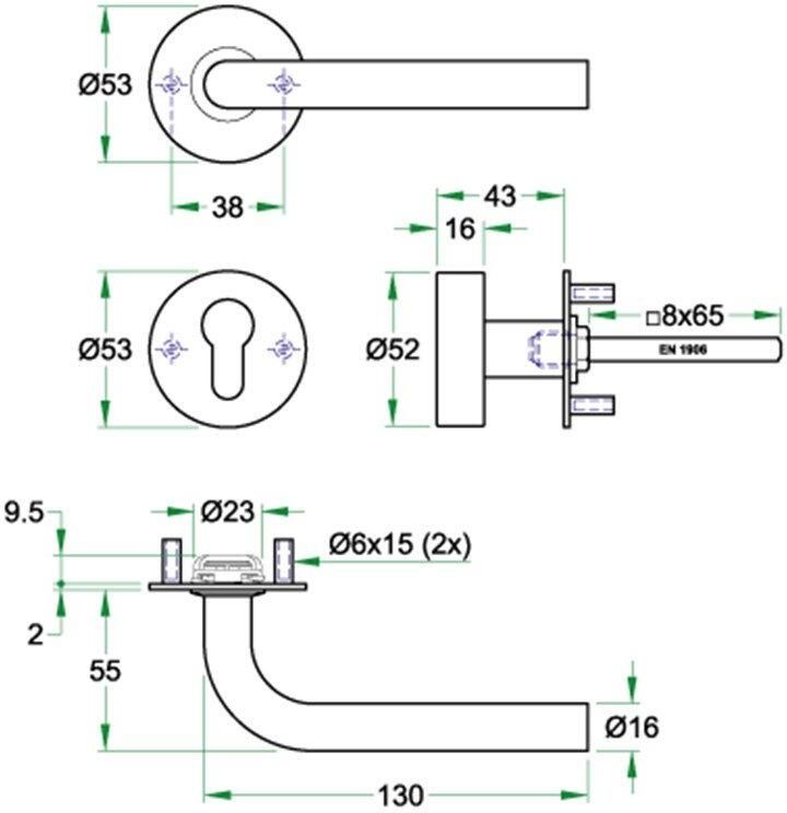 Artitec Wallebroek Knop krukgarn BODA 16mm SF KL4 rvs mat PC