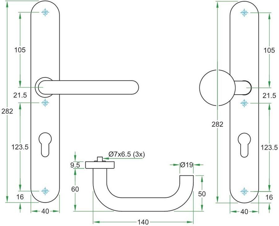 Artitec Wallebroek Knop krukgarn CHASE DIN-R PL KL4 rvs mat blind LS-XL