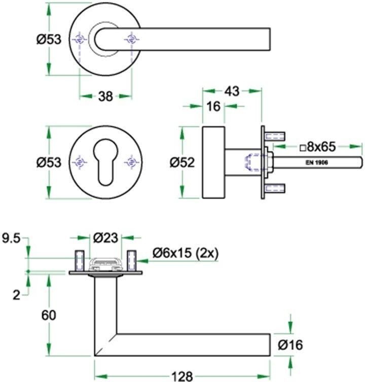 Artitec Wallebroek Knop krukgarn TESSA 16mm SF KL4 rvs mat PC