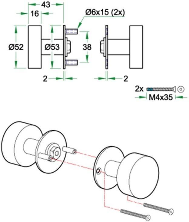 Artitec Wallebroek Knoppaar SF rvs mat