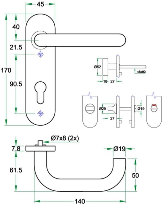 Artitec Wallebroek Knop krukgarn CHASE DIN-L PL KL4 rvs mat PC72 KS - Foto 2