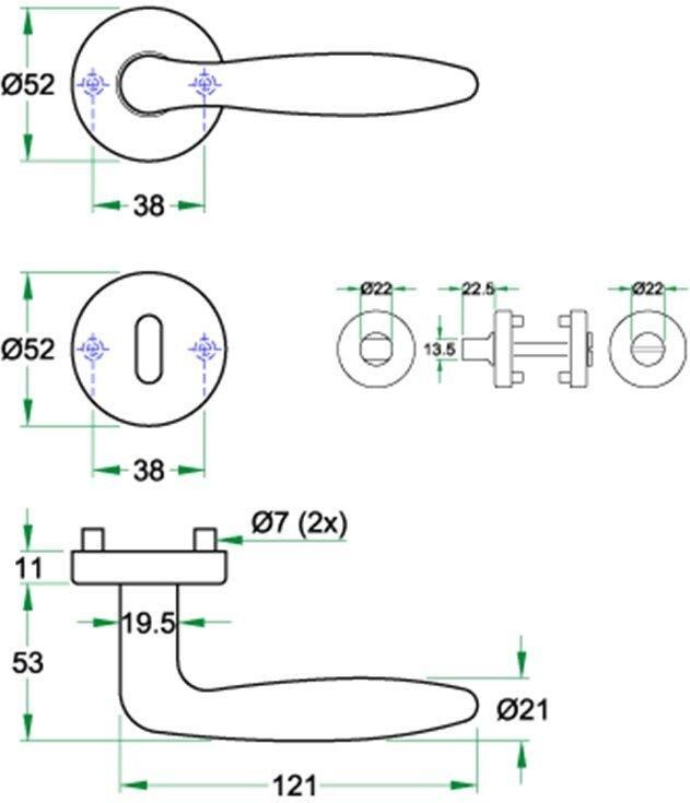 Artitec Wallebroek Krukgarn CINO rvs mat WC 8mm